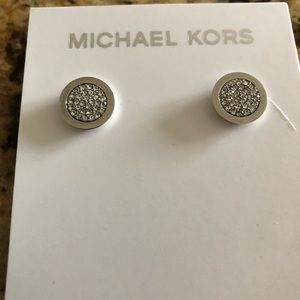 Michael Kors silver Pave Slice Stud Earrings